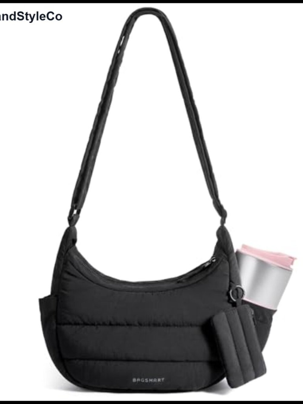 Quilted Puffer Crossbody Bag for Women with Adjustable Strap Hobo Handbag